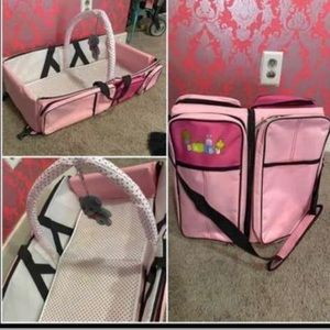 Convertible Diaper Bag/Changing Pad/Bed Girl Pink